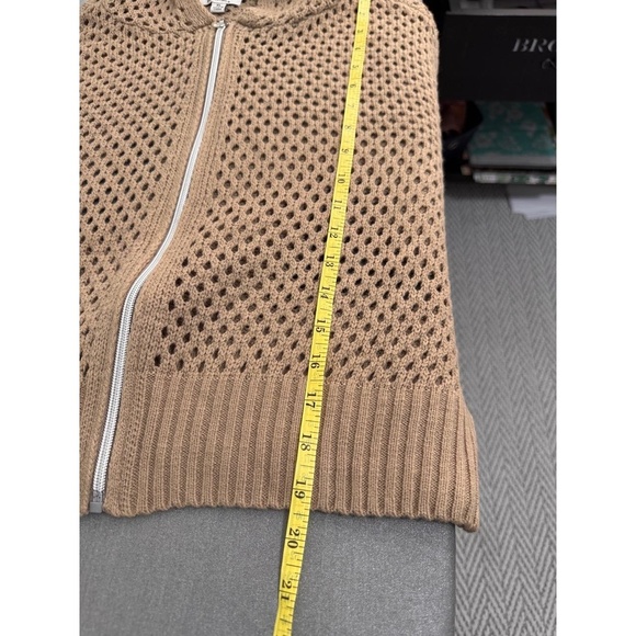 Faded Rose Light Brown Zipper Closure Open Knit Long Sleeve Hoodie Sweater XL - Picture 8 of 8